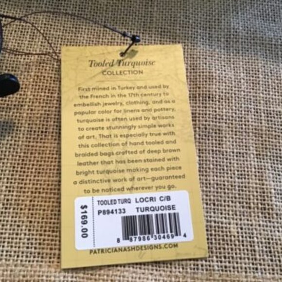 Patricia Nash Locri turquoise brown tooled leather crossbody bag - Picture 4 of 4